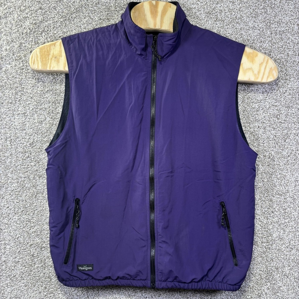 Wintergreen Vest Mens Large Purple Windbreaker Nylon Full Zip Lined Pockets USA